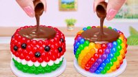 آشپزی مینیاتوری کیک هندوانه و رنگین کمانی - مینی آشپزی طولانی نیم ساعته