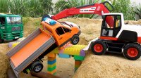 ماشین سنگین اسباب بازی : تراکتور بازی کودکانه جدید باربری : نجات ماشین تصادفی