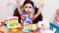 بازی آشپزی کودکانه دخترانه : کیک رنگین کمانی چند لایه : اسباب بازی آشپزی