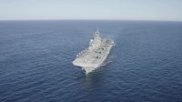 Aerial View Of Amphibious Assault Ship • F-35B Jets On Deck