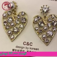 گوشواره قلبی مرواریدی نگیندار