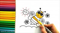 آموزش نقاشی حیوانات برای کودکان _ نقاشی زنبور عسل با رنگ آمیزی
