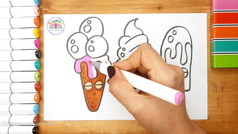 نقاشی بستنی - آموزش نقاشی بستنی برای کودکان - نقاشی آسان - نقاشی کودک