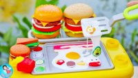 کارتون آشپزی دخترانه :: مغازه همبرگر فروشی و اسباب بازی های آشپزخانه