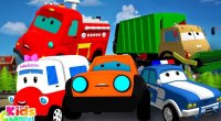 کارتون خانواده انگشتی ماشین ها : ماشین دزد و پلیس - آتش نشانی - آمبولانس - کامیون حمل زباله