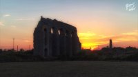 Sunset on the ancient Roman civilization, aqueduct