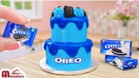 آشپزی مینیاتوری واقعی کیک اورئو با تزیین آبی