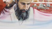 نقاشی شهید"نمر" و شهید"علی محمود" در حرم مطهر رضوی