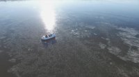 Guy rides hovercraft over icy lake, delivers incredible results