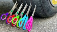 چالش له شدن با ماشین : له کردن قیچی با تایر ماشین :: تفریح و سرگرمی