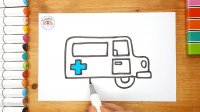 آموزش نقاشی آمبولانس - آموزش نقاشی کودکان - چگونه آمبولانس نقاشی کنیم