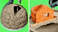 ساخت خانه مینیاتوری با سیمان و آجر