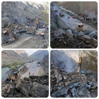 تصاویری از ریزش کوه در جاده چالوس