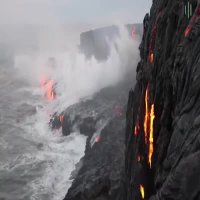 لحظات دیده نشده از ورود مواد مذاب به دریا