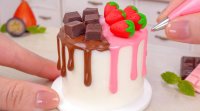 آشپزی مینیاتوری واقعی : کیک شکلاتی و توت فرنگی
