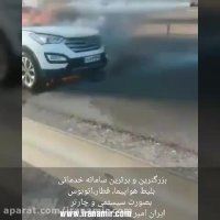 آتش گرفتن چندمین خودرو سانتافه بعلت گرمای بالای ۶۰درجه