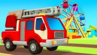 کارتون ماشین پلیس آتش نشانی و کامیون سنگین در شهربازی