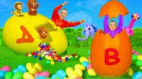 بازی و آموزش الفبای انگلیسی با حیوانات و اسباب بازیها