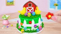آشپزی کیک مینیاتوری واقعی - تزیین بامزه کیک فوندانت به شکل مزرعه حیوانات