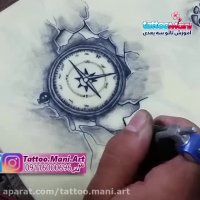 آموزش تتو قطب نما روی پوست