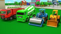 کارتون ماشین بازی کودکانه : تعمیر آسفالت خیابان با ماشین سنگین بولدوزر تراکتور میکسر سیمان