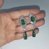 گوشواره Clio با المان های سوارسکی یشمی CL-191-G