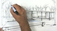 how to draw the farnsworth house