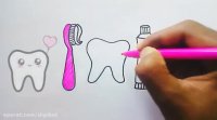 آموزش نقاشی با آبرنگ برای کودکان - قسمت 25 - دندان  مسواک و خمیردندان