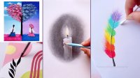 10 تکنیک نقاشی ساده و زیبا - نقاشی با آبرنگ و مداد