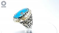 انگشتر فیروزه نیشابوری دور برلیان اصل مردانه کد R02