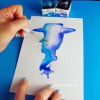 نقاشی با جوهر روی آب