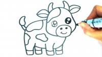 آموزش نقاشی گاو کیوت برای کودکان