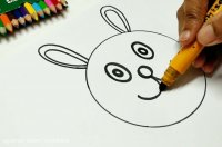 آموزش نقاشی به کودکان : طراحی و رنگ آمیزی خرگوش بانی با یک دایره