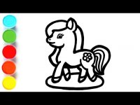 نقاشی اسب کودکانه : نقاشی دخترانه ساده : رنگ آمیزی با آبرنگ