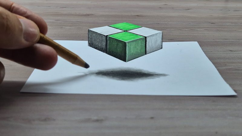 اموزش نقاشی سه بعدی ساده روی کاغذ