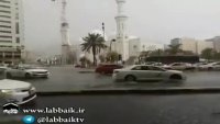 اختصاصی لبیک   بارش شدید  باران در  مکه مکرمه