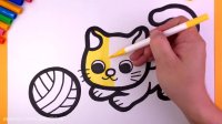 آموزش نقاشی به کودکان  نقاشی گربه ملوس با توپ