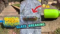 خرد کردن اشیا و بطری های شیشه ای روی پله #86