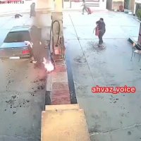 آتش سوزی پمپ بنزین آبادان