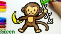 نقاشی میمون کودکانه با رنگ آمیزی
