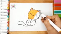 آموزش نقاشی گربه ملوس | نقاشی گربه کودکان | نقاشی آسان و ساده کودک