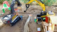 فیلم ماشین سنگین کودکانه : ترکیدن لوله آب و کمک ماشین های سنگین ساخت و ساز