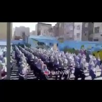 ورزش صبحگاهی در مدرسه دخترانه با اهنگ سیروان خسوری