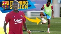 فری استایل آنسو فاتی و دمبله در تمرینات بارسلونا