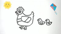 آموزش نقاشی به کودکان - نقاشی مرغ و جوجه