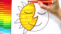 آموزش نقاشی آسان برای کودکان   | طراحی خورشید و ماه