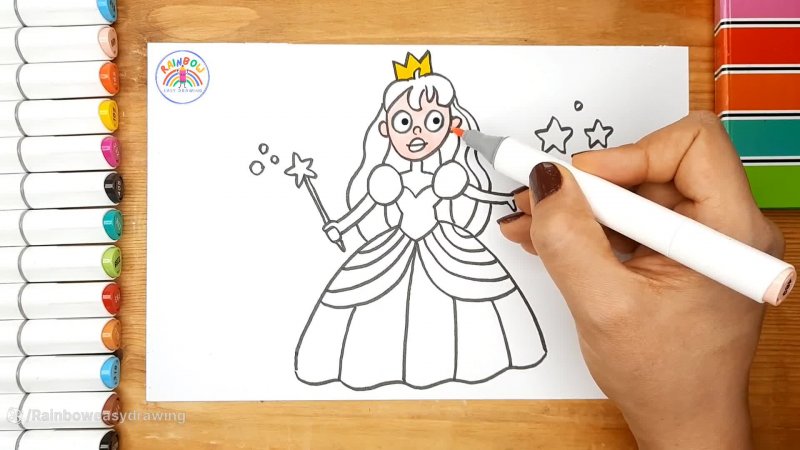 آموزش نقاشی پرنسس  - آموزش نقاشی کودکان - نقاشی آسان - نقاشی کودک