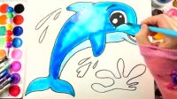 نقاشی دلفین کودکانه _ رنگ آمیزی