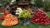 آشپزی روستایی در طبیعت آذربایجان خانم فرناز - نگه داری سبزیجات برای کل سال
