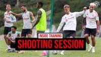 تمرینات شوت‌ زنی بازیکنان منچستریونایتد
